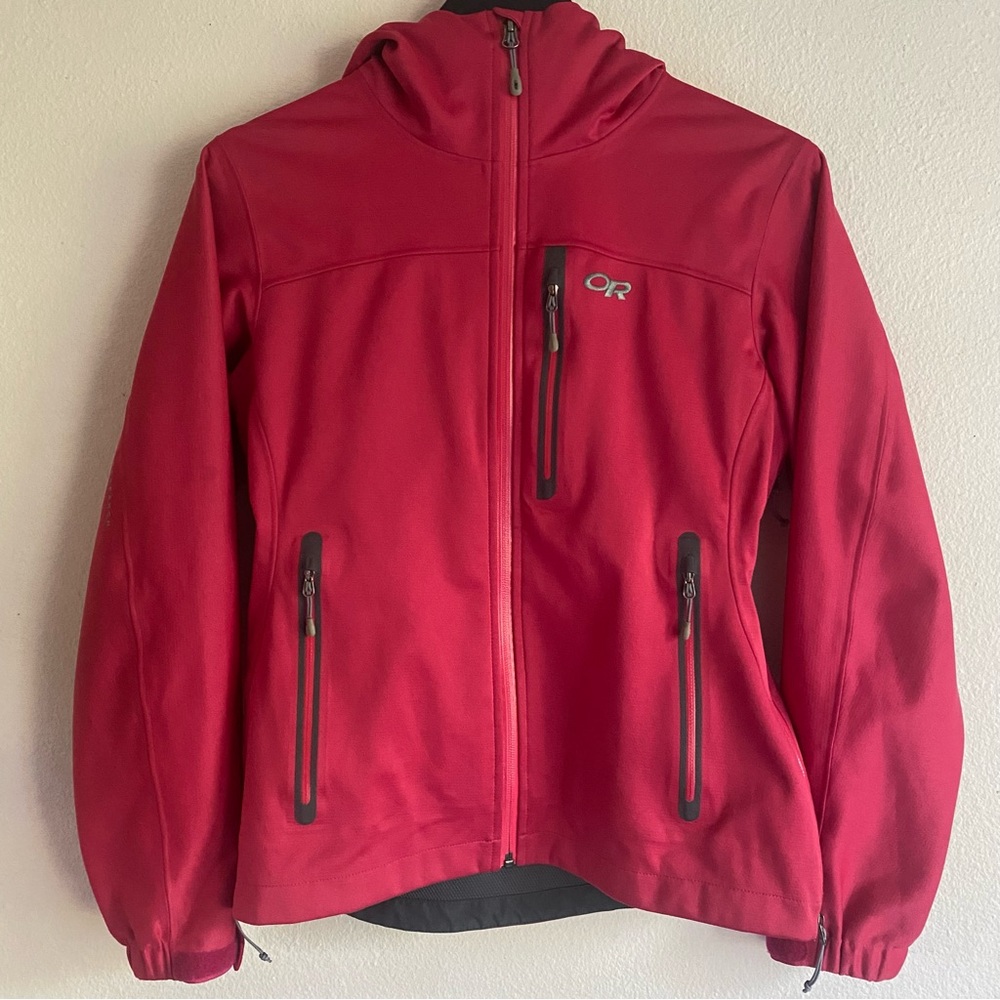 Outdoor Research Softshell Jacket Womens Small Full Zip Hooded Water Repellent